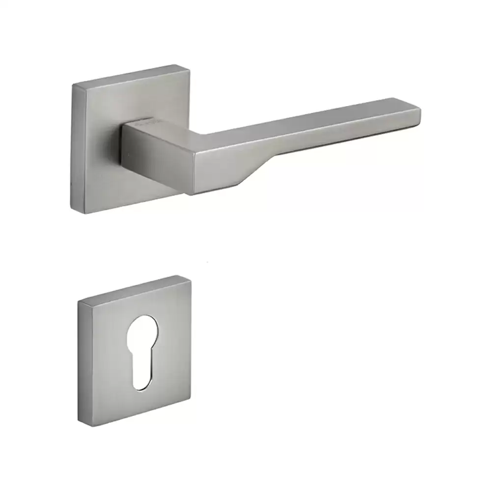 Dorset Premium Ryder Mortise On Rose Door Handle - Silver Satin