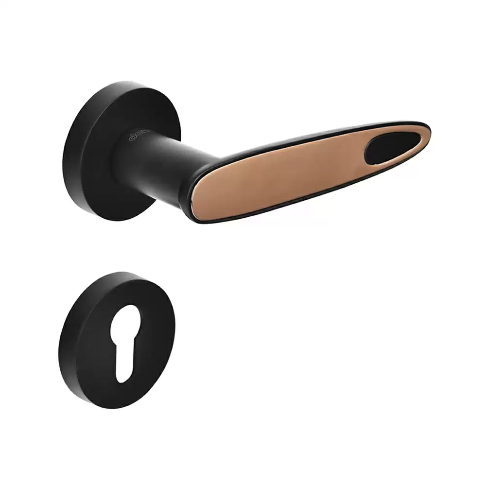 Dorset Farretto Speera Mortise On Rose Door Handle - Graphite Matt/Hamilton Gold