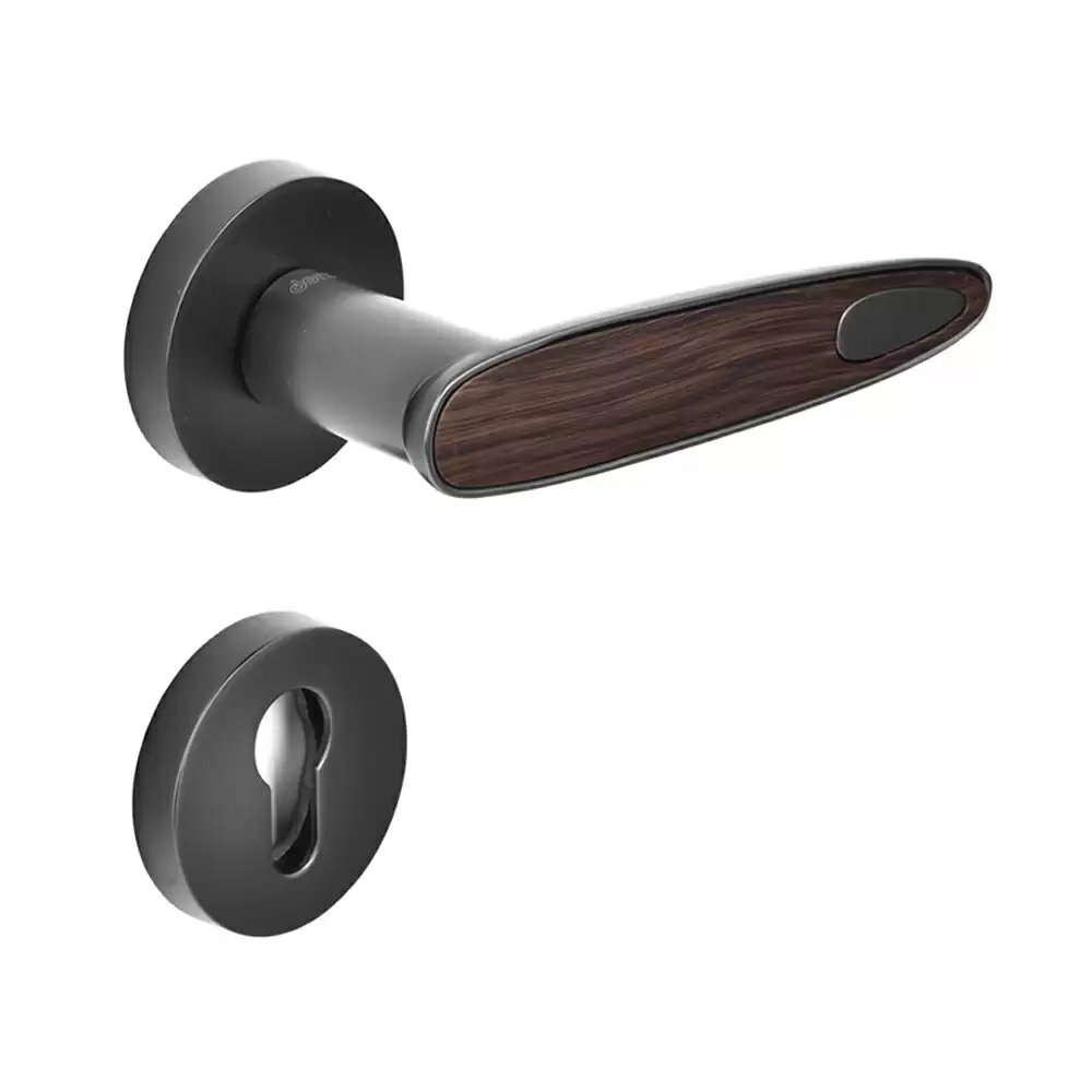 Dorset Farretto Speera Mortise On Rose Door Handle - Titanium Matt/Wood