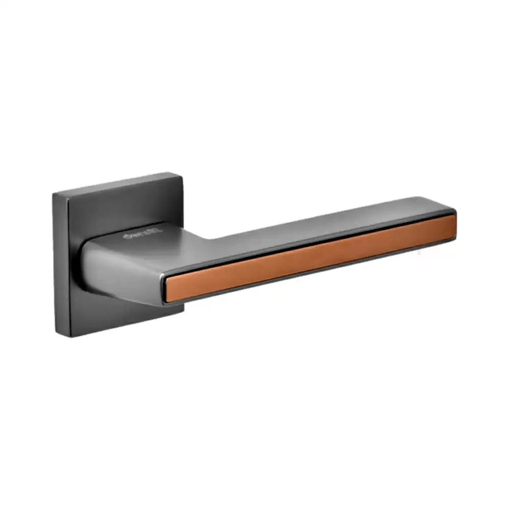 Dorset Farretto Trase Mortise On Rose Door Handle - Titanium Matt/Hamilton Gold