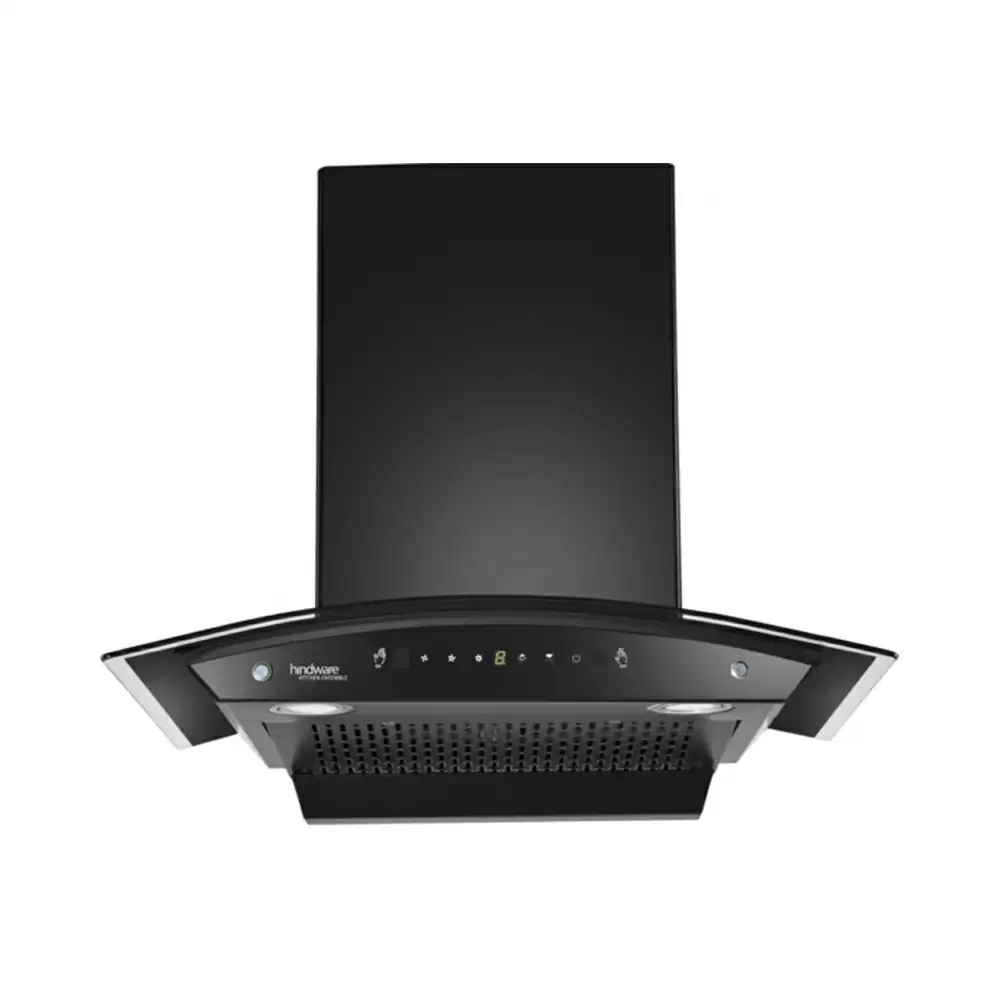 Hindware Divina 60 cm Auto Clean Filterless Hood Wall Mounted Kitchen Chimney, Suction Capacity 1200 m³/hr - (Black)