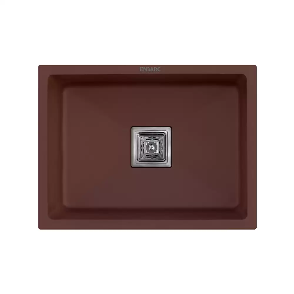 Embarc Exotic E3 Quartz Metallic Kitchen Sink - Brown, ( L) 24 x (W) 18 Inches