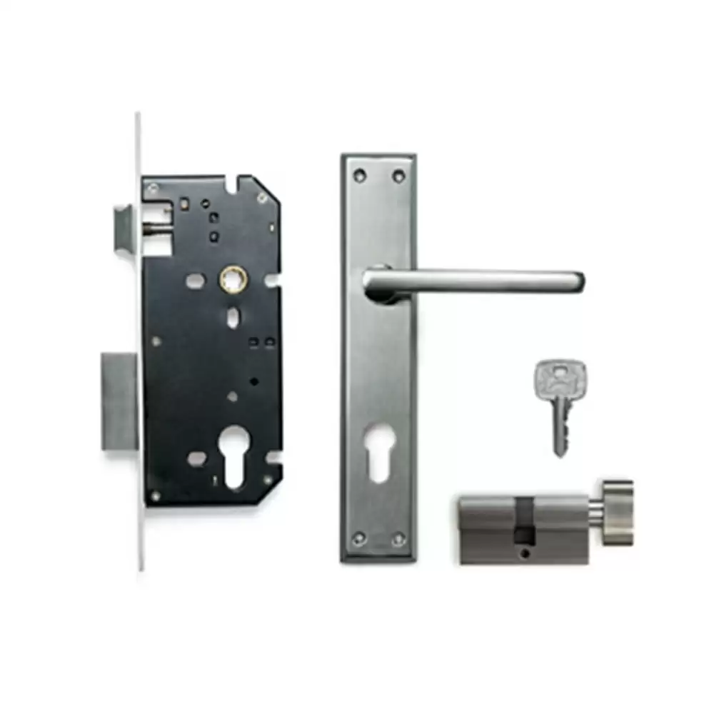 Godrej 8310 Matiz 9 Inch CY Handle on Plate One Side Key & One Side Knob Door Handleset With Lock Body