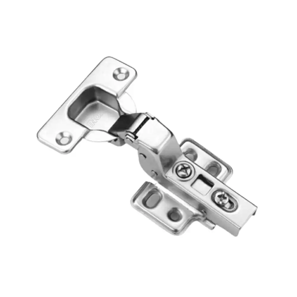 Inox C7.02.103 Inset Slide-On Two-Way Concealed Hinge With 15 Crank Mounting Plate - Silver Finish