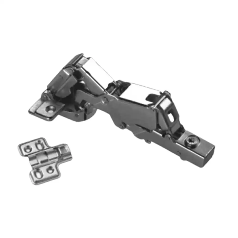 Inox C7.02.204 Bi-Fold Clip-On Double Adjustment Concealed Corner Hinge With Mounting Plate - Silver Finish