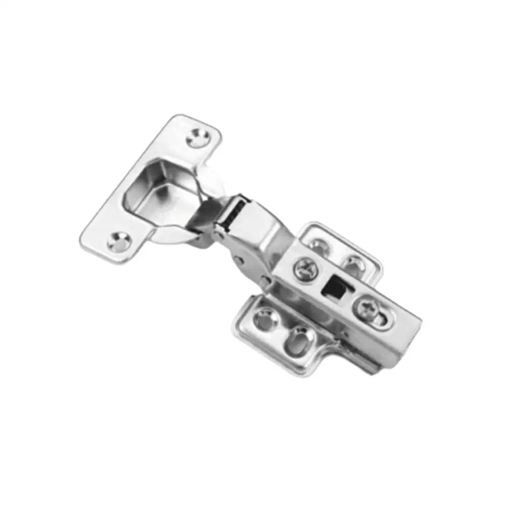 Inox C7.02.302 Half Overlay Clip-On Thick Door Double Adjustment Concealed Hinge With 8 Crank Mounting Plate - Silver Finish