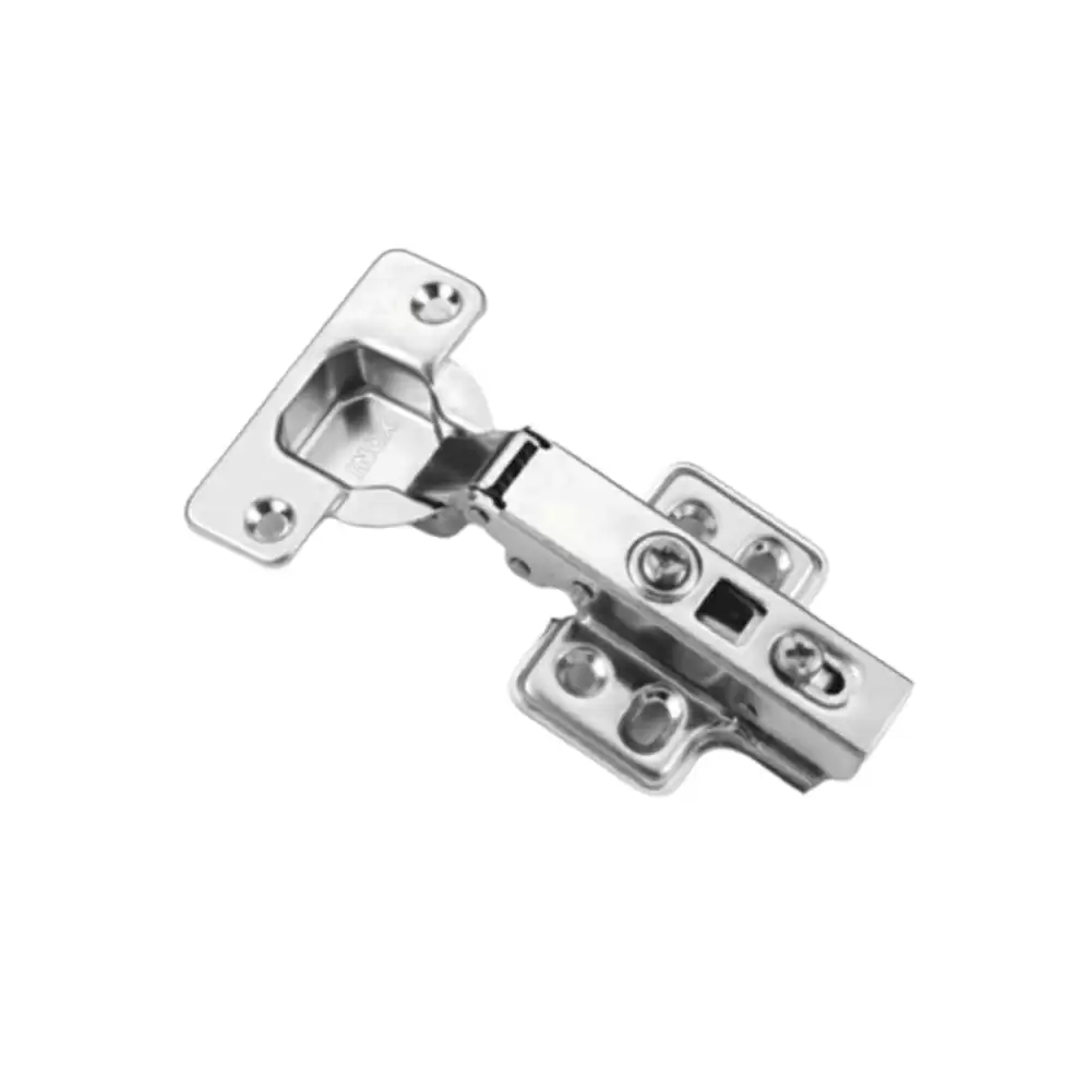 Inox C7.03.201 Full Overlay Clip-On Double Adjustment Concealed Hinge With 0 Crank Mounting Plate - Silver Finish