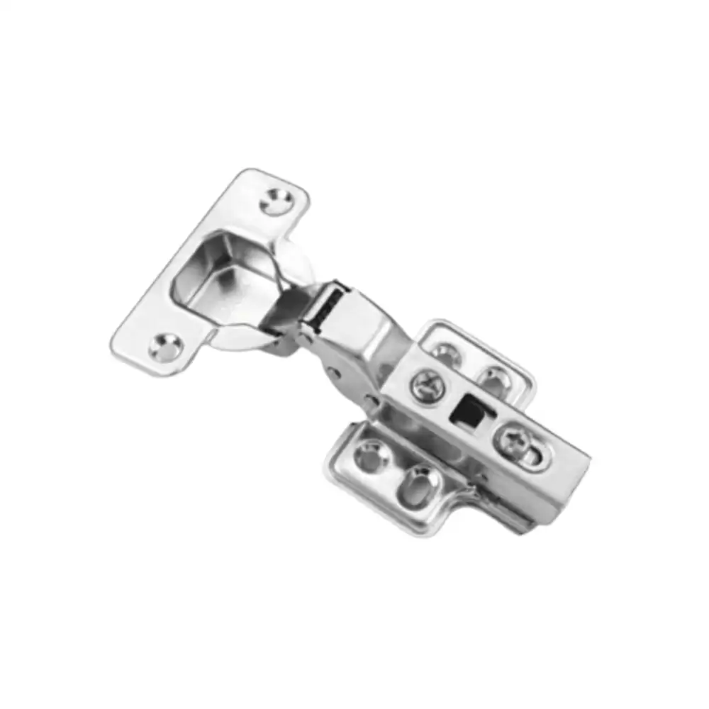 Inox C7.03.202 Half Overlay Clip-On Double Adjustment Concealed Hinge With 8 Crank Mounting Plate - Silver Finish