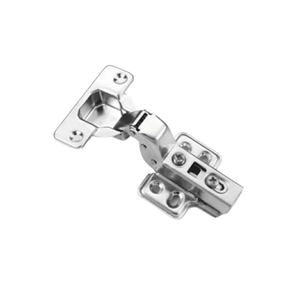 Inox C7.03.203 Inset Clip-On Double Adjustment Concealed Hinge With 15 Crank Mounting Plate - Silver Finish