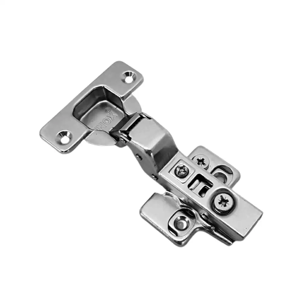 Inox C7.04.203 Inset 3D Clip-On Triple Adjustment Concealed Hinge With 15 Crank Mounting Plate - Silver Finish