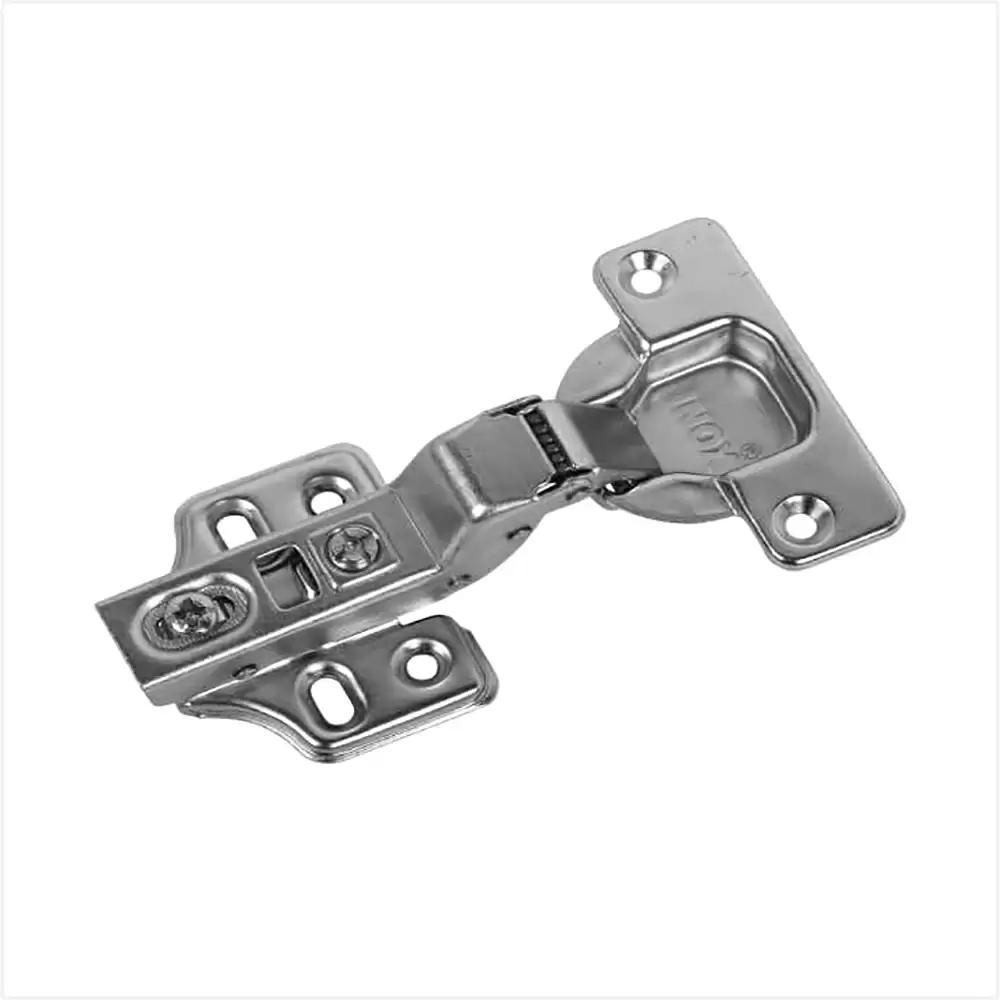 Inox Quantum C7.05.102 Half Overlay Slide-On Concealed Hinge With 8 Crank Mounting Plate - Silver Finish