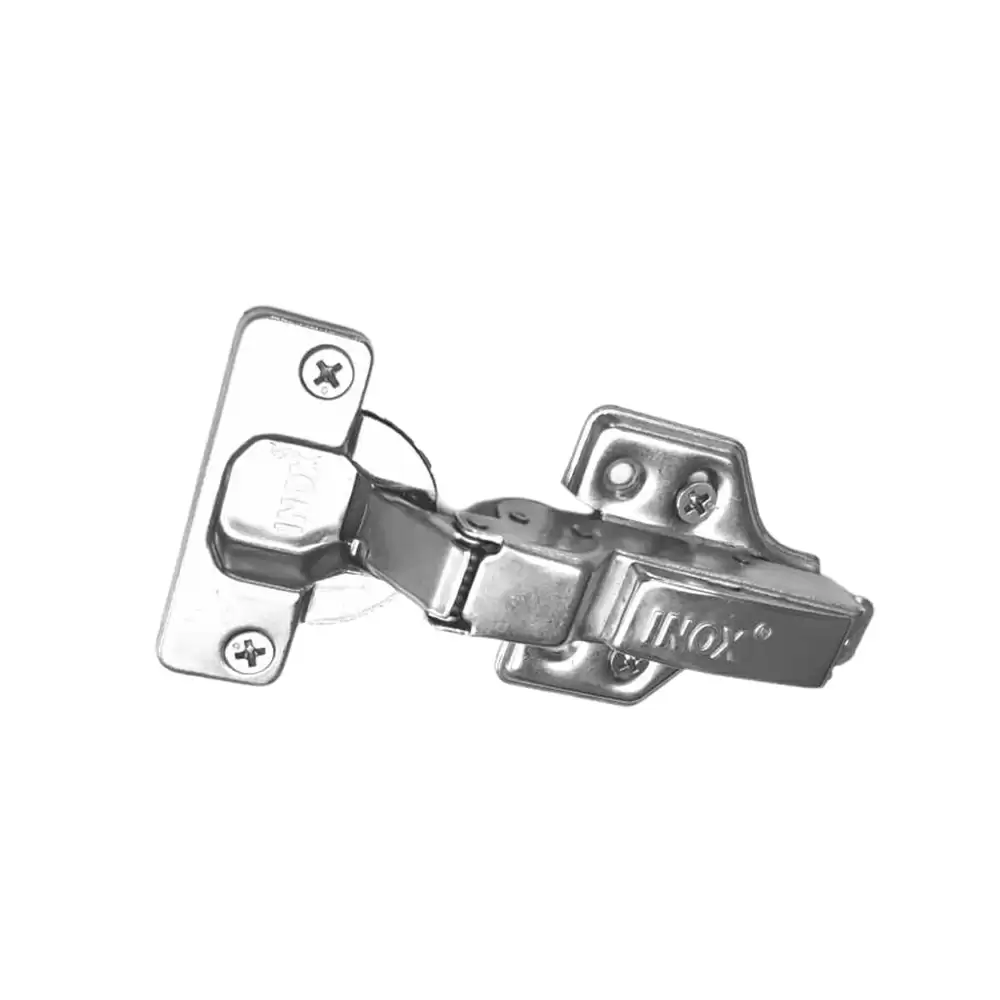 Inox Vivente C7.05.202 Half Overlay Clip-On XXXtra Adjustment Concealed Hinge With 8 Crank Mounting Plate - Silver Finish