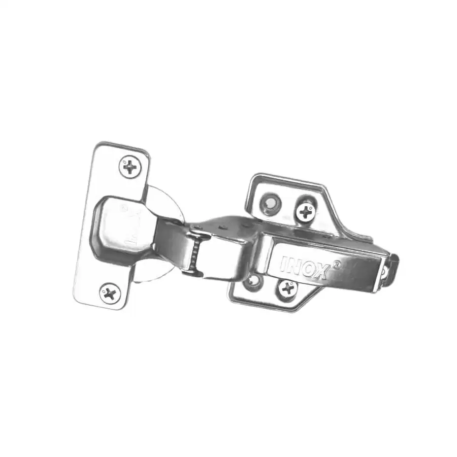 Inox Vivente C7.05.203 Inset Clip-On XXXtra Adjustment Concealed Hinge With 15 Crank Mounting Plate - Silver Finish