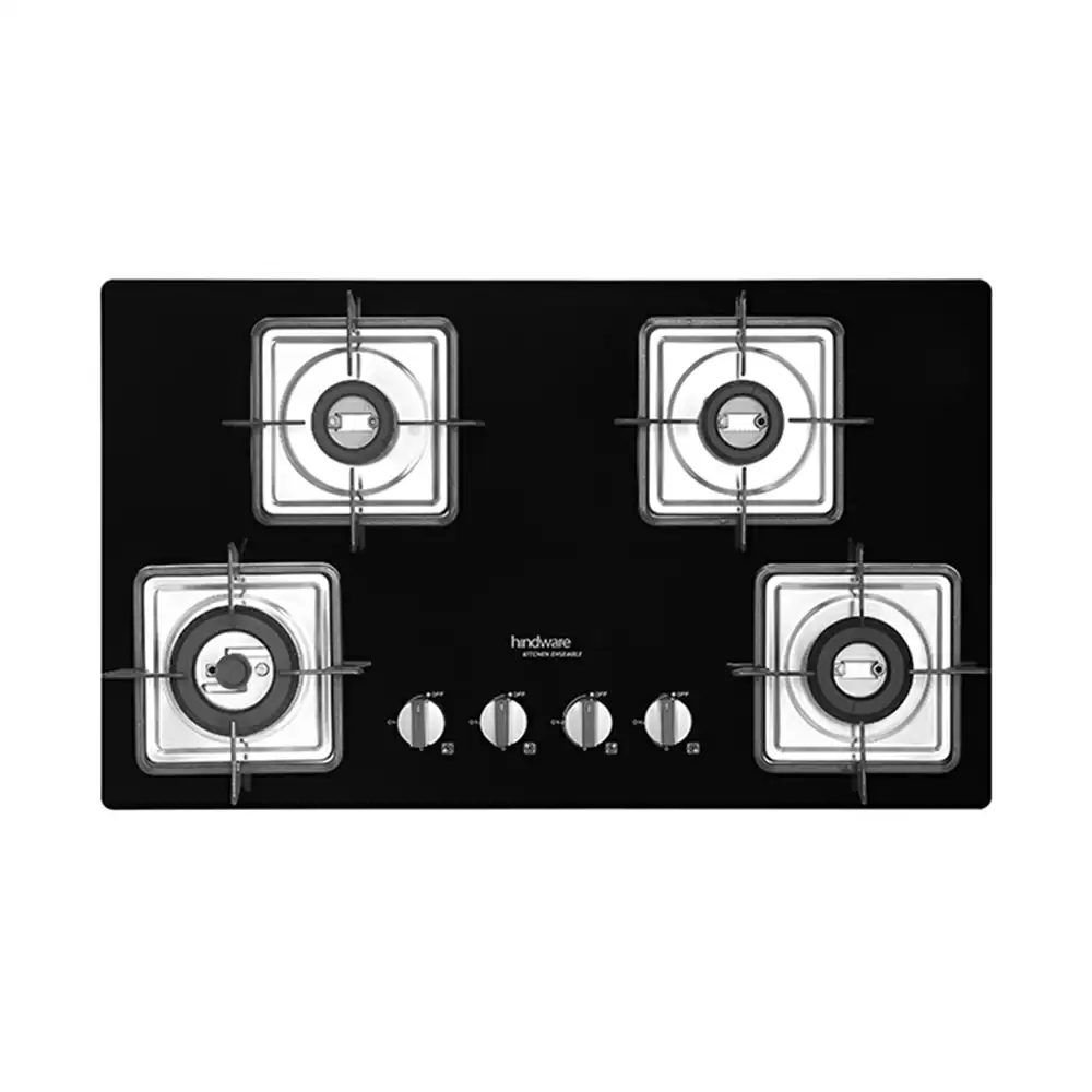 Hindware Rosia 76 cm 4 Burner Auto Ignition Glass Top Built-in Hob - Black (2 Years Warranty)