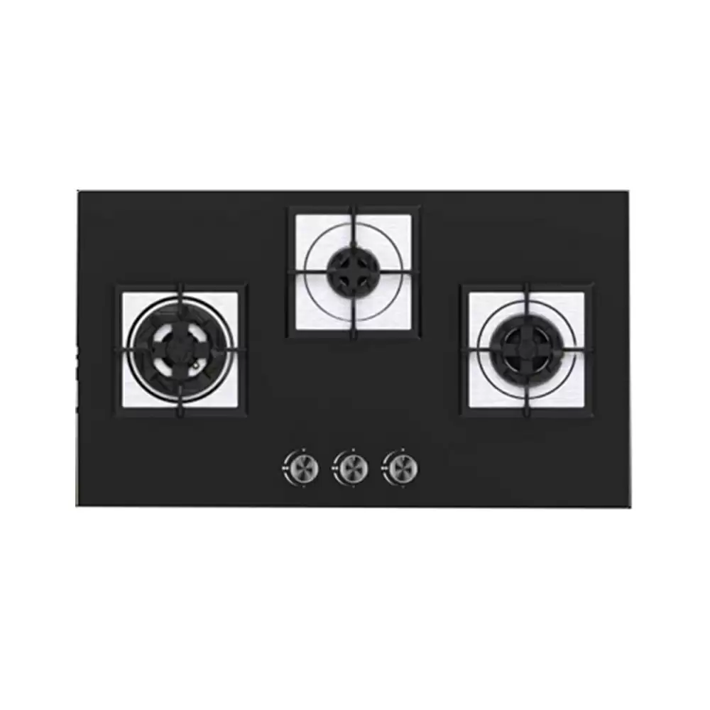 Carysil Brazzo 78 cm 3 Burner Auto Ignition Glass Top Built-in Hob - Black (2 Years Warranty)