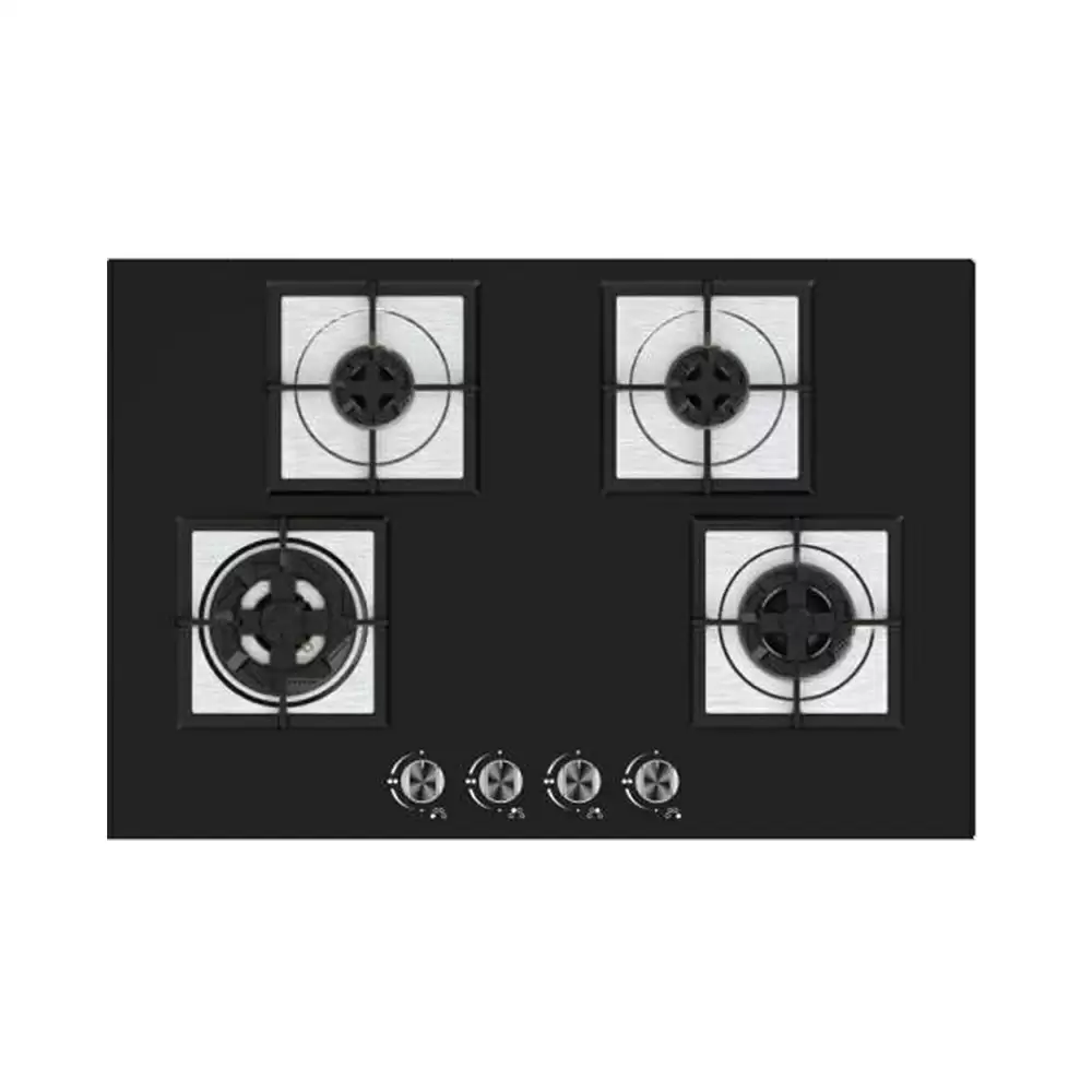 Carysil Brazzo 78 cm 4 Burner Auto Ignition Glass Top Built-in Hob - Black (2 Years Warranty)