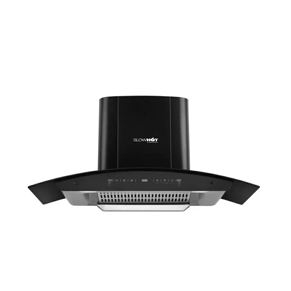 BlowHot Camilia BAC MS  90 cm Heat Auto Clean Filterless Curved Class Wall Mounted Kitchen Chimney, Suction Capacity 1200 m³/hr - Black (1 Year Warranty)