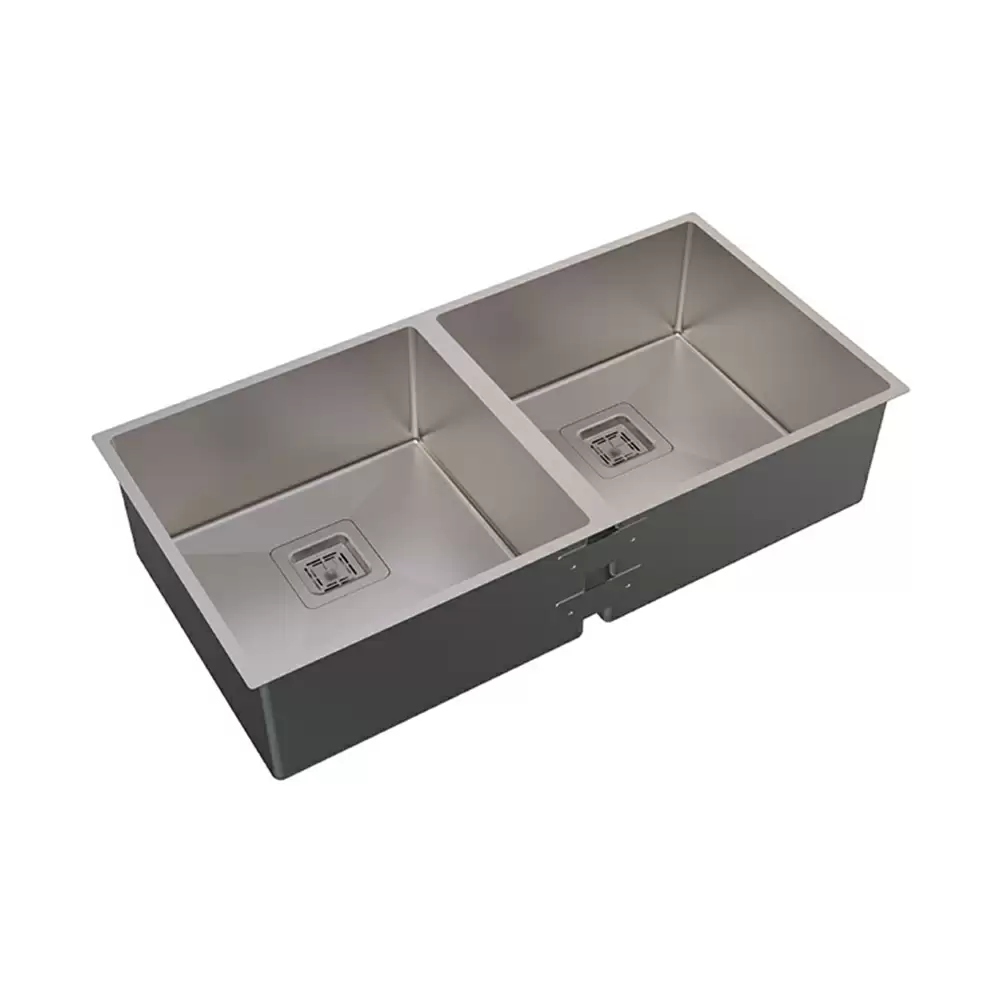 Carysil Quadro Q10  Stainless Steel Double Bowl Kitchen Sink, (34 L x 17 W x 8 D) Inch - Matt Finish