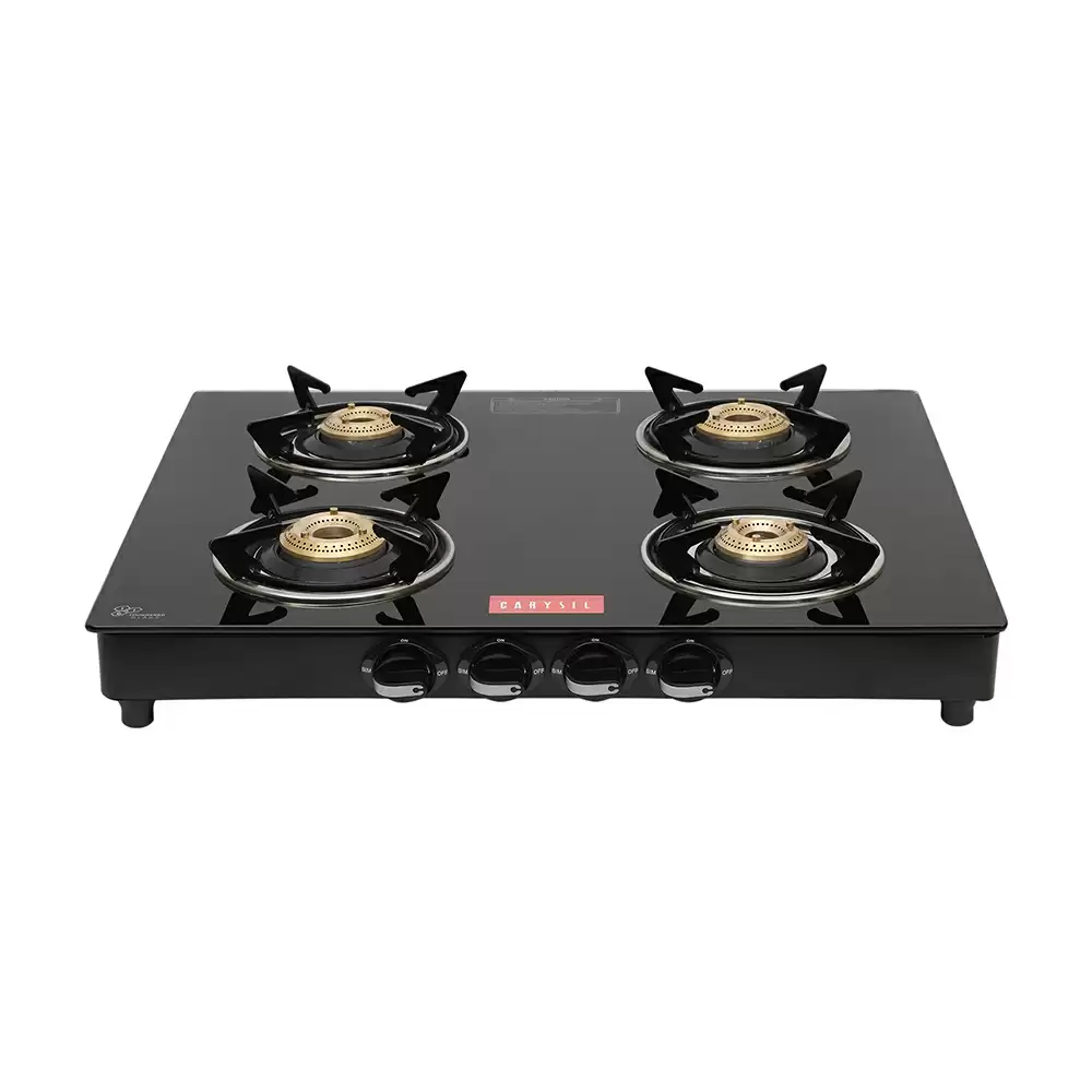 Carysil Maple 4 59 cm 4 Brass Burner Manual Ignition Cooktop - Black (2 Year Warranty)