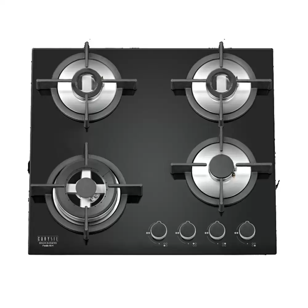 Carysil Passilo 60 cm 4 Burner Auto Ignition Glass Top Built-in Hob - Black (2 Years Warranty)