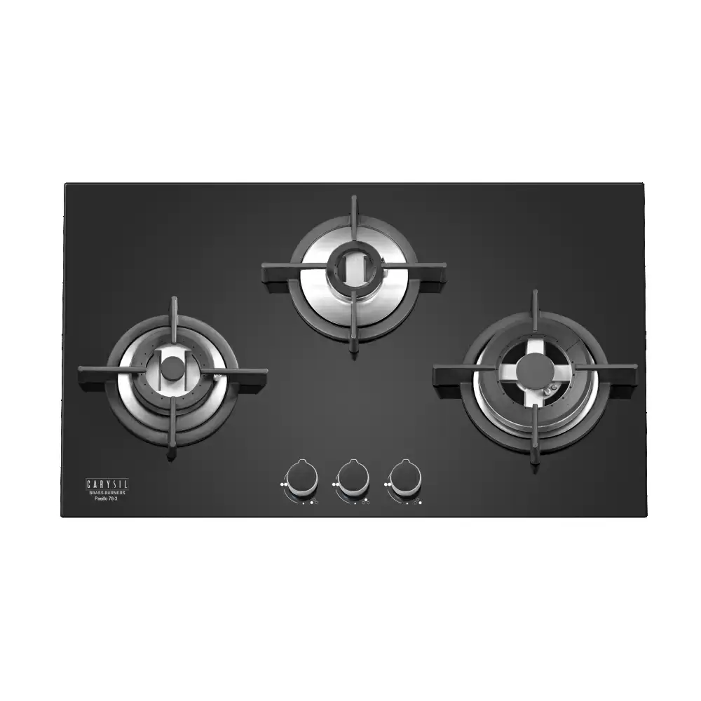 Carysil Passilo 78 cm 3 Burner Auto Ignition Glass Top Built-in Hob - Black (2 Years Warranty)