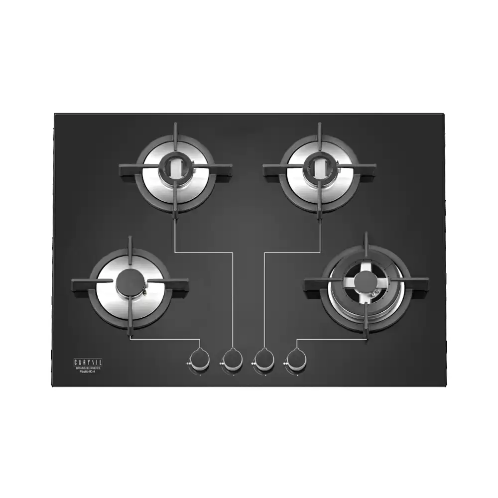 Carysil Passilo 78 cm 4 Burner Auto Ignition Glass Top Built-in Hob - Black (2 Years Warranty)