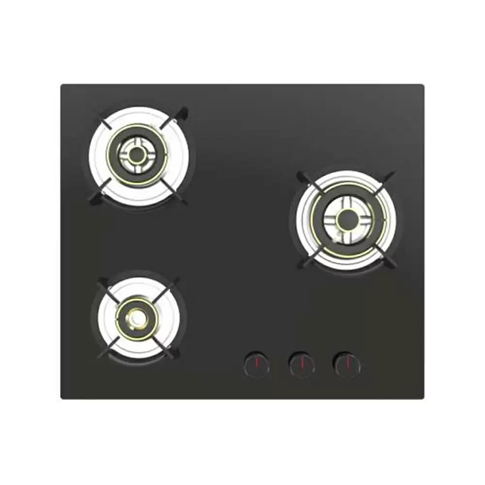 Carysil Pro 60 cm 3 Burner Auto Ignition Glass Top Built-in Hob - Black (2 Years Warranty)