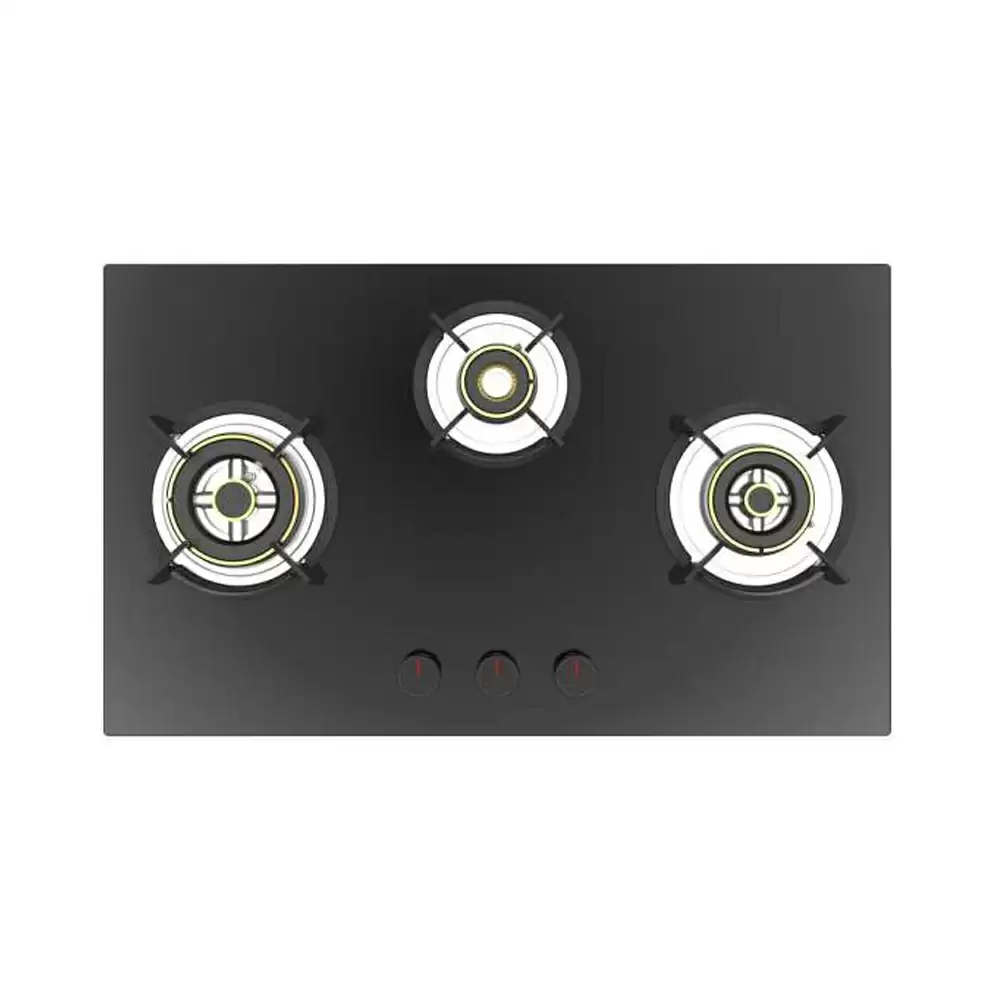 Carysil Pro 75 cm 3 Burner Auto Ignition Glass Top Built-in Hob - Black (2 Years Warranty)