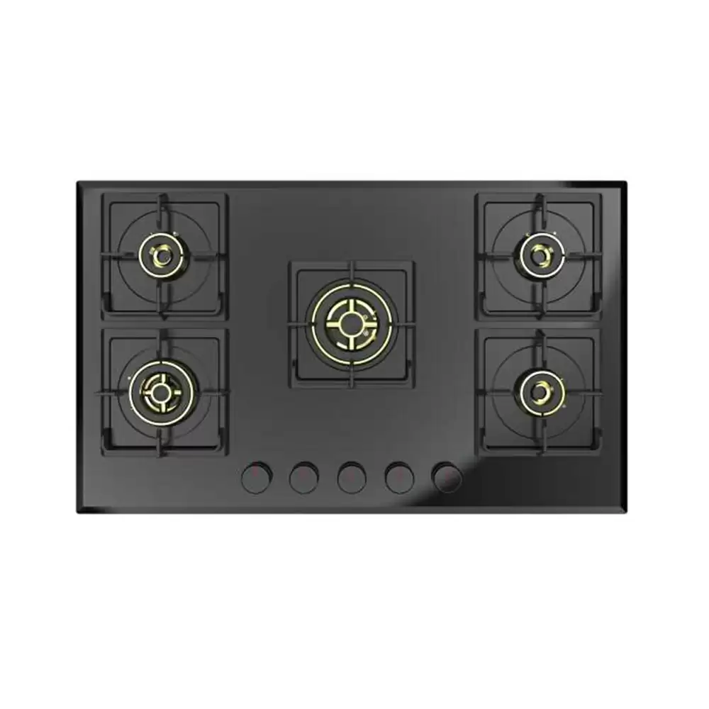 Carysil Tek Plus 90 cm 5 Burner Auto Ignition Glass Top Built-in Hob - Black (2 Years Warranty)