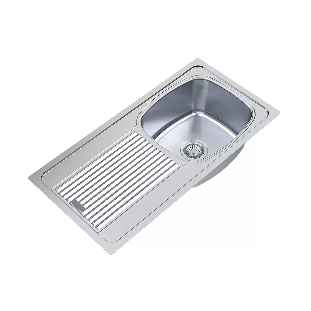 Carysil Vogue Stainless Steel Single Bowl Kitchen Sink With Drainer, (36 L x 18 W x 8 D) Inch - Glossy Finish