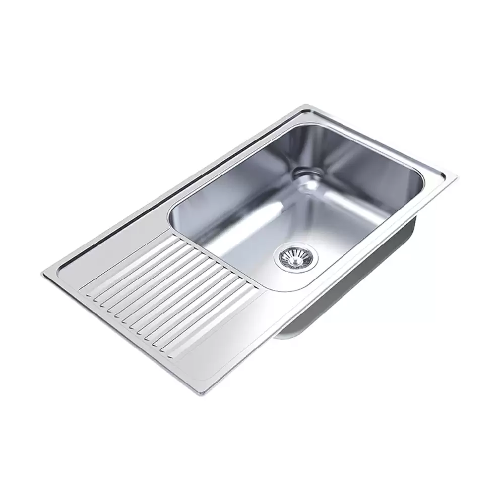 Carysil Vogue Stainless Steel Single Bowl Kitchen Sink With Drainer, (36 L x 20 W x 9 D) Inch - Glossy Finish