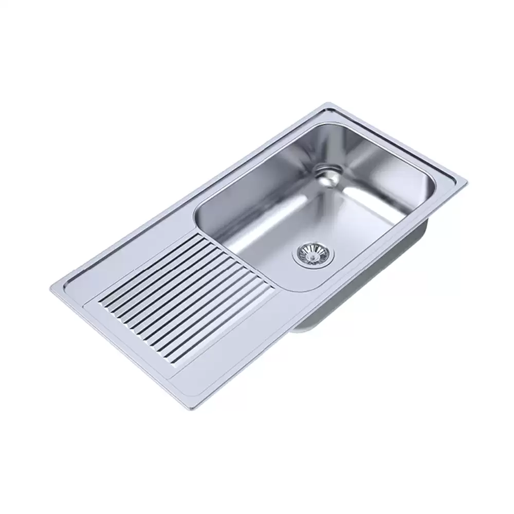 Carysil Vogue Stainless Steel Single Bowl Kitchen Sink With Drainer, (40 L x 20 W x 8 D) Inch - Glossy Finish