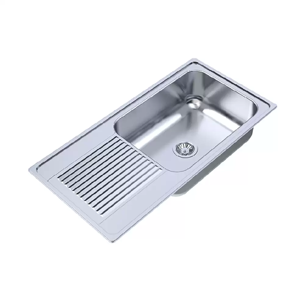 Carysil Vogue Stainless Steel Single Bowl Kitchen Sink With Drainer, (40 L x 20 W x 9 D) Inch - Glossy Finish