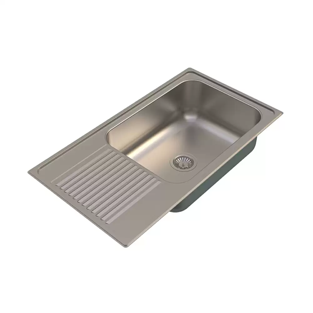 Carysil Vogue Stainless Steel Single Bowl Kitchen Sink With Drainer, (36 L x 20 W x 8 D) Inch - Matt Finish