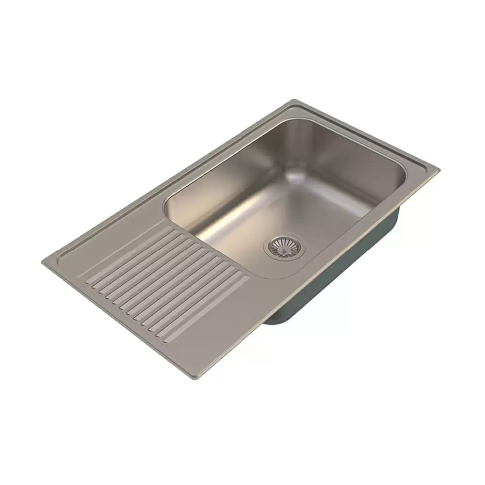 Carysil Vogue Stainless Steel Single Bowl Kitchen Sink With Drainer, (36 L x 20 W x 9 D) Inch - Matt Finish