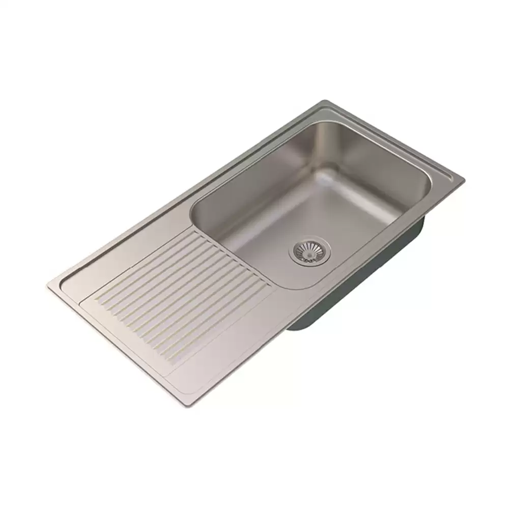 Carysil Vogue Stainless Steel Single Bowl Kitchen Sink With Drainer, (40 L x 20 W x 8 D) Inch - Matt Finish