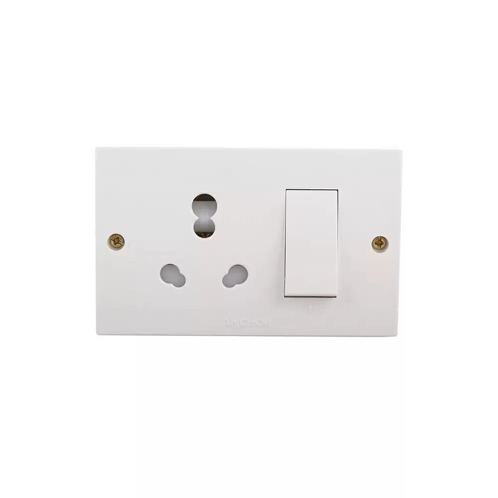 Anchor 20 Amp Penta Combined Polycarbonate Socket Box With Switch - White