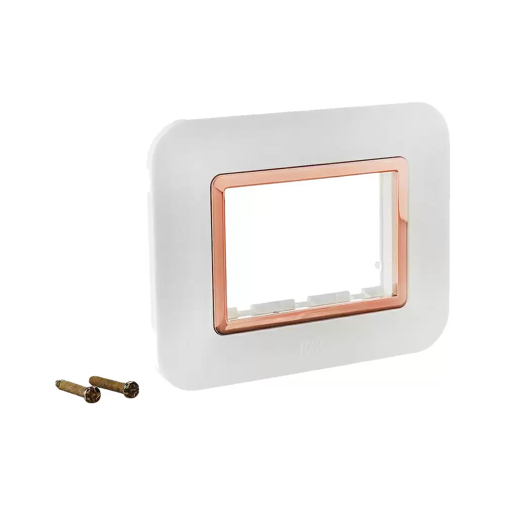 (Pack of 4) Anchor Roma Urban 3 Module Polycarbonate 66803WHC Curve Modular Plate - Copper White