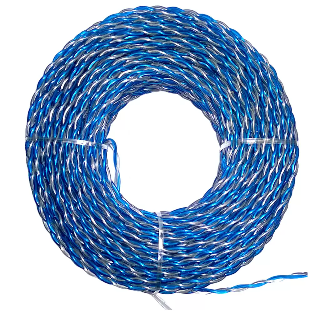 Super GEC Transparent Flexible Twisted 2 Core 40/76 Aluminium Electrical Wire - 73 Meter (Blue & White)