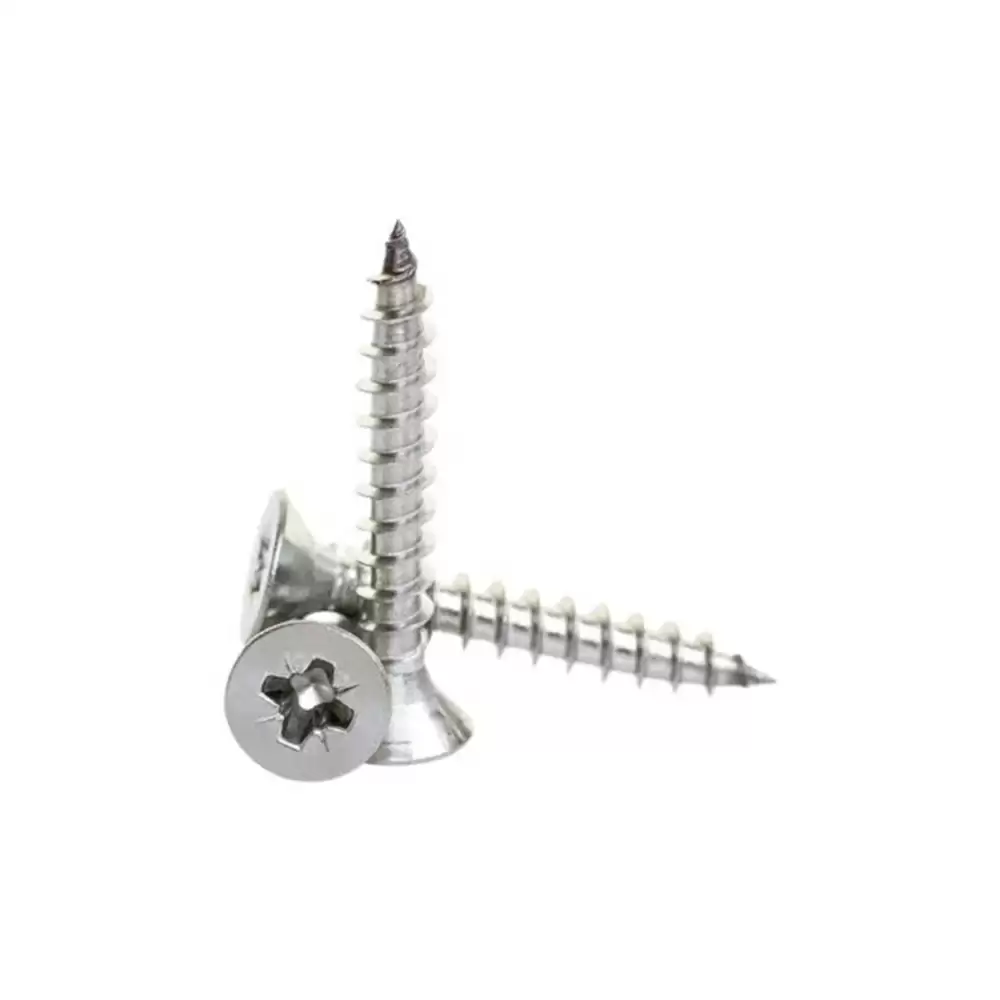 Ebco 4 x 35  Pozi Recess CSK Head Chipboard Screw (500 pcs)- Raw Stainless Steel