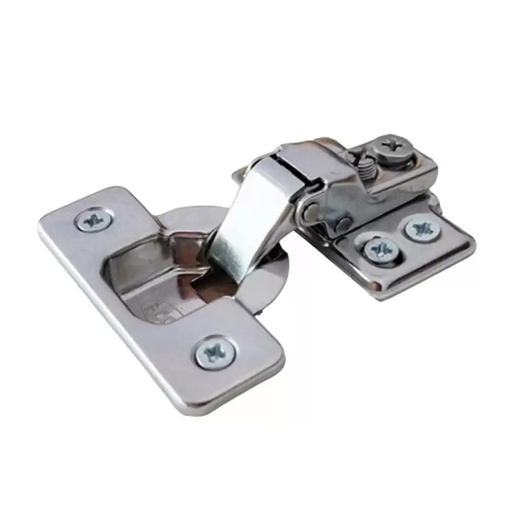 Ebco HSA1-M1-SS Full Overlay 0 Crank Short Arm Concealed Hinge With 4 Hole Mounting Plate- Stainless Steel 304