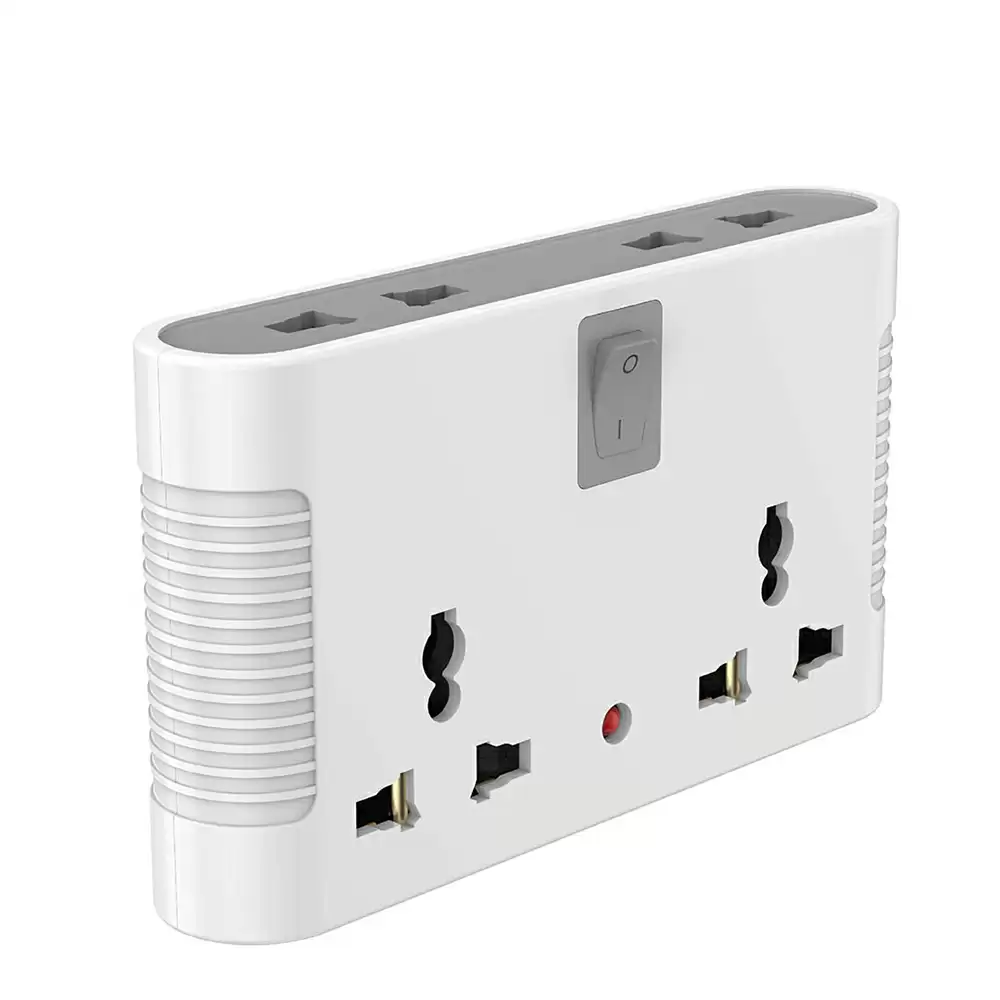 Polycab 6 Amp Four Way Universal Multi-Plug With Surge Protection & Indicator - White & Grey