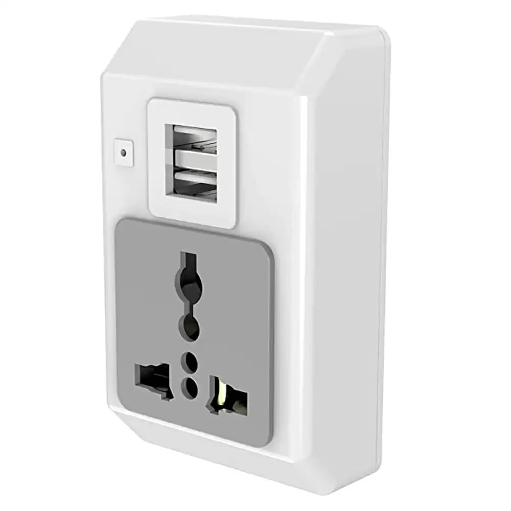 Polycab 6 Amp Travel Adaptor With 2 USB Port & Power Indicator -  White & Grey