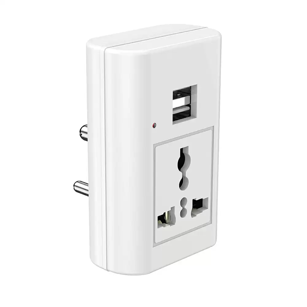 Polycab 6 Amp Travel Adaptor With 2 USB Port, Surge Protection & Power Indicator -  White