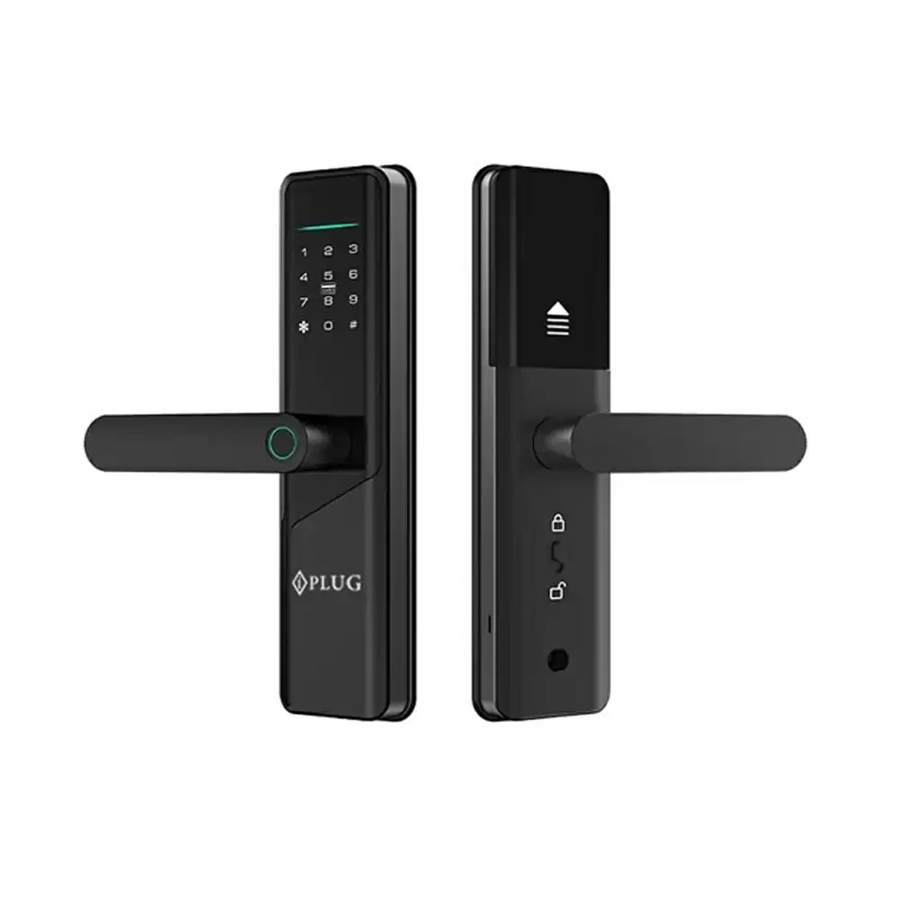 iPlug i-03 Mortise Smart Door Lock For Home With RFID, Pin Code, Fingerprint, Wifi Mobile App & Key Access - Black (3 Year Warranty)