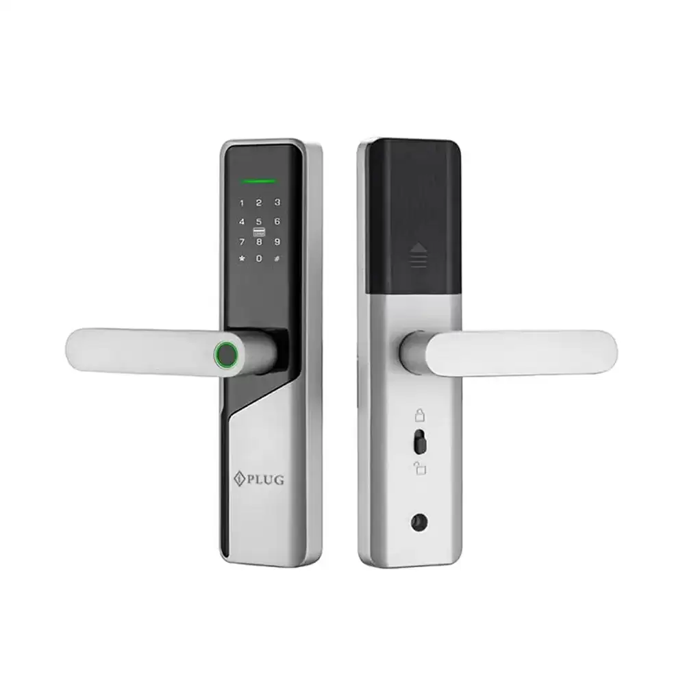 iPlug i-03 Mortise Smart Door Lock For Home With RFID, Pin Code, Fingerprint, Wifi Mobile App & Key Access - Silver  (3 Year Warranty)