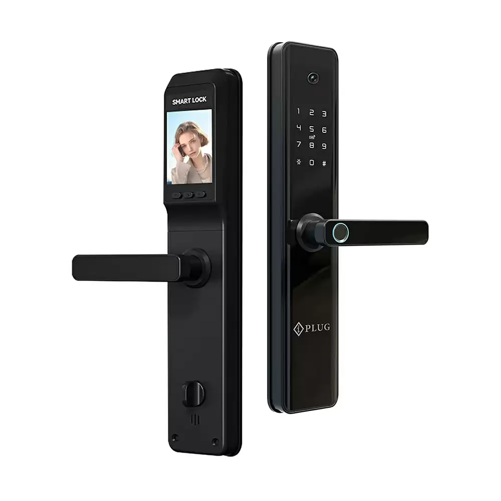 iPlug i-04 Mortise Smart Door Lock For Home With RFID, Pin Code, Fingerprint, Wifi Mobile App & Key Access - Black