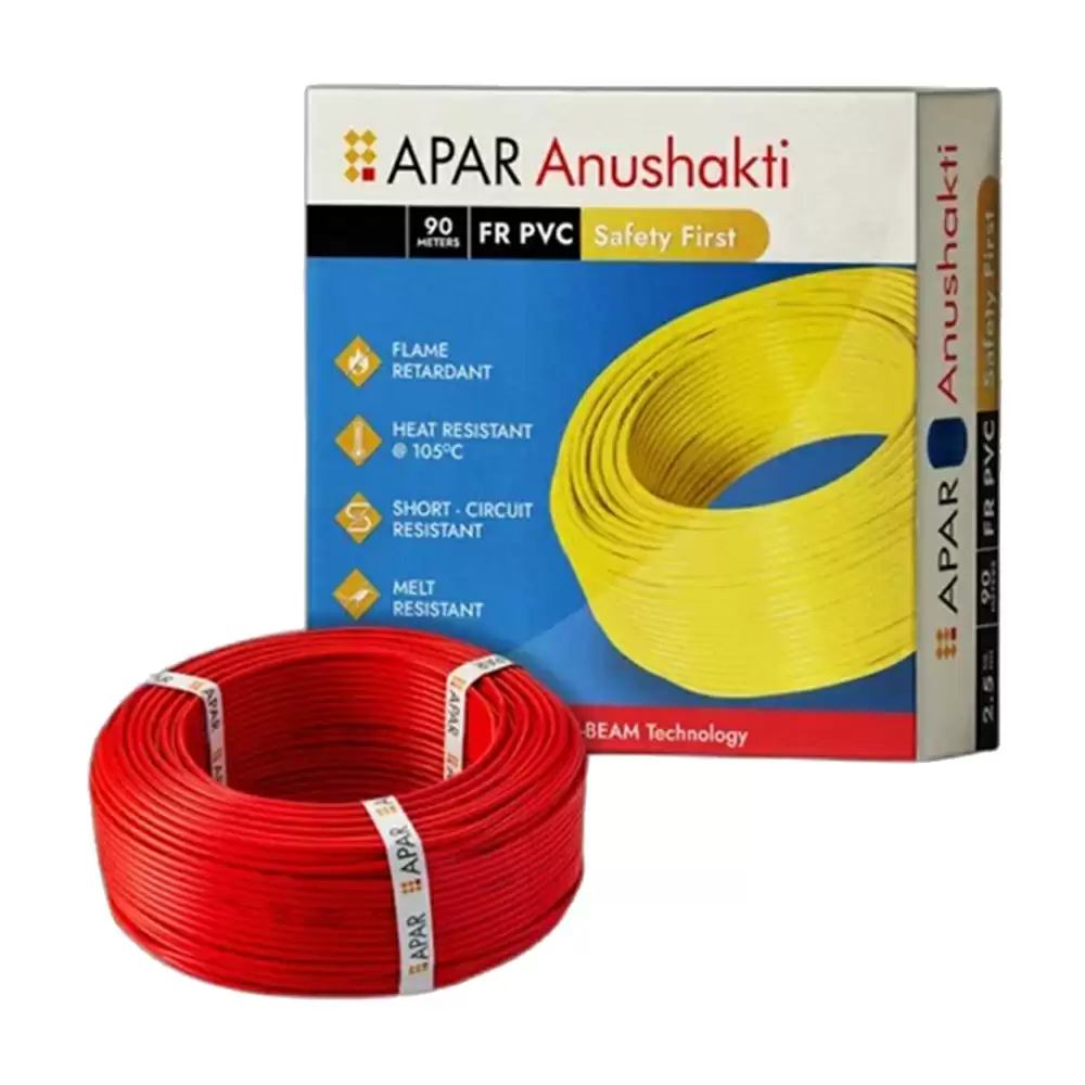 Apar Anushakti 1.5 Sq mm HRFR PVC Copper Electric Wire - 90 Meter (Red)