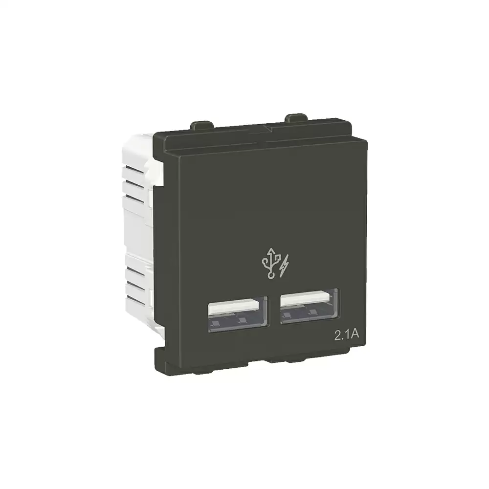 Schneider Electric Clipsal X 2.1 Amp 2 Module USB Charger - Coke Grey