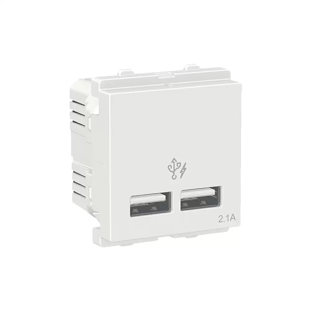 Schneider Electric Clipsal X 2.1 Amp 2 Module USB Charger - White